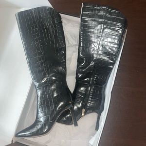 Nine West Napts Dress Boots in Black Croc